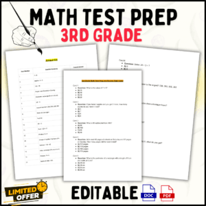 🌟 3rd Grade Math Test Prep Task Cards - Complete Math Review Practice Set with Answer Key 📚