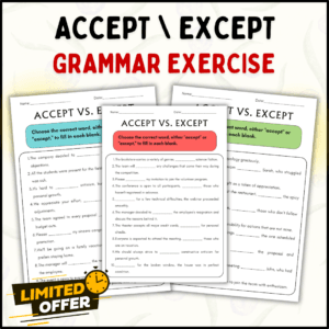 Master Grammar: Accept vs. Except - Interactive Worksheets & Editable PPT for Seamless Learning!