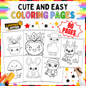 80 Easy Coloring Pages, coloring book for kids, PreK-3 coloring pages, printable coloring book, children’s coloring activities, classroom coloring sheets, relaxation for kids, creative learning, A4 printable coloring pages, coloring pages for kids, easy coloring for PreK-3, printable art activities, fun classroom activities, children’s coloring book