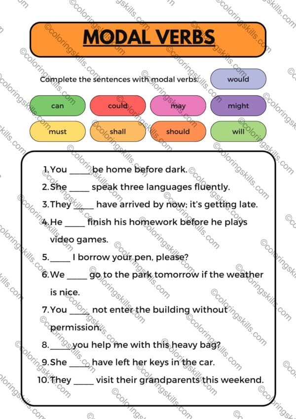 business English, modal verbs, grammar worksheet, English communication, ESL resources, professional English, PDF download, editable PowerPoint, answer key, language learning