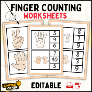 Finger counting peg cards, counting cards 1 to 10, preschool number cards, interactive counting activity, finger counting for kids, early numeracy tools, printable counting cards, editable counting resource, math peg cards PDF, fine motor skills development, number recognition activities