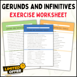 Gerunds and Infinitives, ESL Worksheet, English Grammar Exercises, Gerund Worksheet, Infinitive Worksheet, ESL Grammar Practice, Editable Grammar PDF, English Learning Material, Grammar PPT Editable, Gerund Infinitive PDF, ESL Lesson Plan