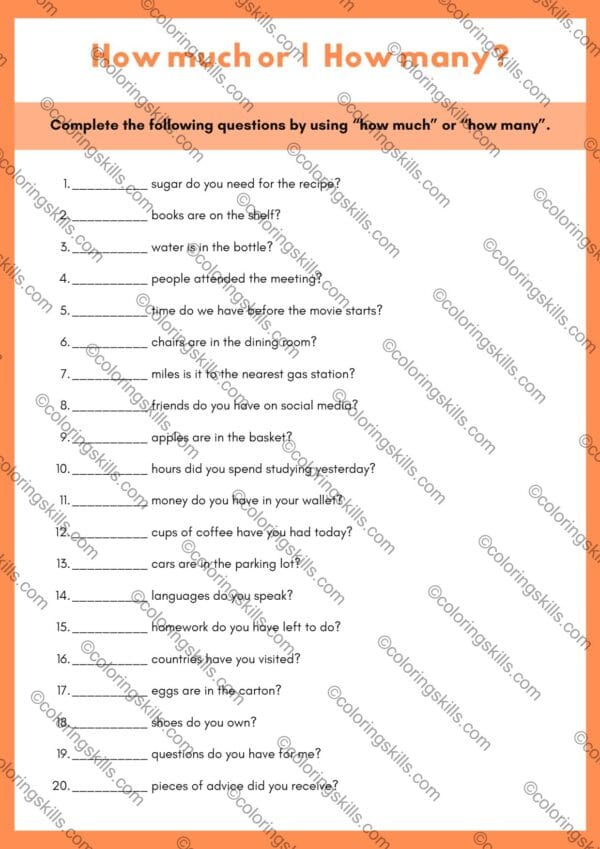 Grammar Practice, How Much vs. How Many, English Worksheets, Interactive Worksheets, Editable PPT, Printable PDF, A4 Size, Grammar for Kids, ESL Teaching Resources, Countable and Uncountable Nouns, Grammar Lesson