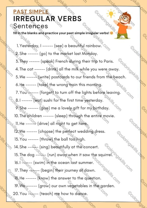 Past Simple, Irregular Verbs, English Grammar Worksheets, Fill-In Activity, Verb Practice PDF, Editable Grammar Worksheet, Past Tense Practice, ESL Teaching Resource, Self-Study English Worksheets, Homeschooling Grammar, grammar worksheets, past simple irregular verbs, verb worksheets pdf, editable ppt grammar worksheets, English fill-in-the-blank, ESL resources, printable grammar worksheets