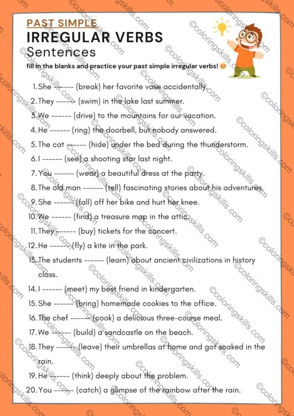 Past Simple, Irregular Verbs, English Grammar Worksheets, Fill-In Activity, Verb Practice PDF, Editable Grammar Worksheet, Past Tense Practice, ESL Teaching Resource, Self-Study English Worksheets, Homeschooling Grammar, grammar worksheets, past simple irregular verbs, verb worksheets pdf, editable ppt grammar worksheets, English fill-in-the-blank, ESL resources, printable grammar worksheets