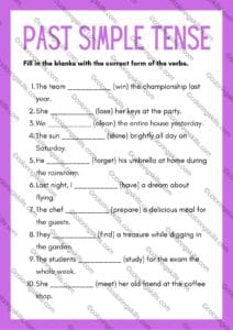 Past Simple Tense worksheet, grammar worksheet, past simple grammar exercises, editable past tense worksheet, printable grammar PDF, ESL grammar worksheet, verb tense practice, English grammar exercises, irregular verbs practice, classroom activities for past tense, past simple PPT editable