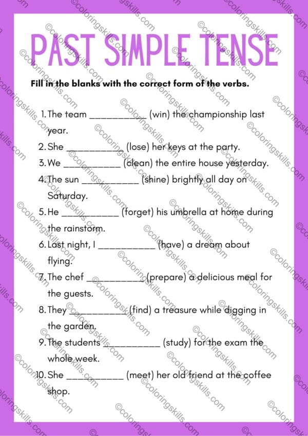 Past Simple Tense worksheet, grammar worksheet, past simple grammar exercises, editable past tense worksheet, printable grammar PDF, ESL grammar worksheet, verb tense practice, English grammar exercises, irregular verbs practice, classroom activities for past tense, past simple PPT editable