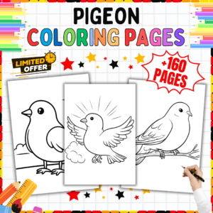 Pigeon Coloring Pages for Kids, Spring Animal Coloring Book, Spring Activities for Kids, Pre-K Coloring Pages, Fun Coloring Book, Printable Coloring Pages, Kids’ Spring Creativity Book, Animal Coloring Book for Kids