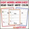 Perfect for preschool and kindergarten learners, this PDF features reading, tracing, and writing activities designed to build sight word recognition and reading confidence. Ideal for home or classroom use, Sight words worksheet, sight words practice, early reading, kindergarten worksheets, preschool sight words, printable sight words, educational worksheets, reading skills, literacy worksheets, color and trace sight words, sight words PDF, sight word recognition, early literacy, learning to read, Sight words, reading practice, preschool, kindergarten, literacy skills, educational resource, learning worksheets, printable activities, reading fluency, early childhood education