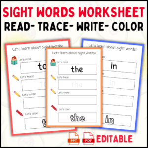 Perfect for preschool and kindergarten learners, this PDF features reading, tracing, and writing activities designed to build sight word recognition and reading confidence. Ideal for home or classroom use, Sight words worksheet, sight words practice, early reading, kindergarten worksheets, preschool sight words, printable sight words, educational worksheets, reading skills, literacy worksheets, color and trace sight words, sight words PDF, sight word recognition, early literacy, learning to read, Sight words, reading practice, preschool, kindergarten, literacy skills, educational resource, learning worksheets, printable activities, reading fluency, early childhood education