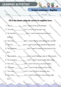 Present Continuous Tense, Grammar Exercises, Editable Grammar Worksheets, English Grammar Practice, Present Continuous PDF, ESL Grammar Resource, Grammar Workbook, Interactive Grammar Lessons, Grammar Practice with Answer Key, Classroom Grammar Exercises