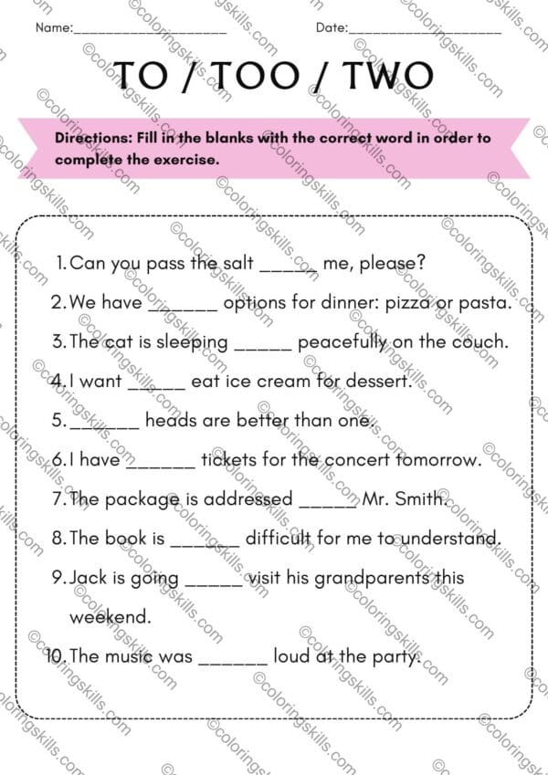 TO, TOO, TWO Grammar Exercise Worksheets, Homophone Worksheet Bundle, PDF grammar worksheets, grammar exercises to too two, homophone exercises, printable grammar worksheets, grammar worksheet for kids, classroom homophone worksheets, grammar for homeschool, grammar practice for students, PDF grammar exercises, too two grammar worksheet, English grammar homophones, to too two lesson, printable to too two exercises, editable PPT worksheets, language arts worksheets, homophones for classroom, grammar resources teachers, engaging homophone worksheets, worksheet bundle homophones.