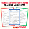 The Present Continuous Tense Grammar Worksheet, English grammar worksheet, grammar exercises, printable worksheets, Present Continuous practice, grammar worksheets for students, Present Continuous verbs, Present Continuous, English Grammar, PDF worksheets, printable grammar exercises, grammar learning resources, student worksheets, educational resources