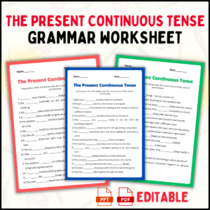 The Present Continuous Tense Grammar Worksheet, English grammar worksheet, grammar exercises, printable worksheets, Present Continuous practice, grammar worksheets for students, Present Continuous verbs, Present Continuous, English Grammar, PDF worksheets, printable grammar exercises, grammar learning resources, student worksheets, educational resources