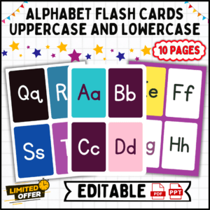 alphabet flash cards, uppercase letters, lowercase letters, letter recognition, preschool flash cards, kindergarten alphabet cards, A4 size flash cards, editable flash cards, PDF flash cards, phonemic awareness, teaching resources, early education, printable flash cards, alphabet flash cards, uppercase and lowercase, A4 size, PDF, editable PPT, preschool learning, kindergarten, phonemic awareness, letter recognition, printable, customizable, early education