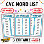 CVC words, CVC word list, kindergarten phonics, CVC worksheets, phonics practice, reading worksheets, early literacy, kindergarten reading, first grade phonics, learn to read CVC, Consonant-Vowel-Consonant words, phonics worksheets, CVC words, kindergarten worksheets, first-grade reading, literacy worksheets, early reading skills, classroom resources, educational printables, learn to read, phonics flashcards