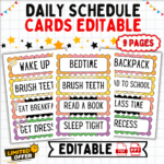 daily schedule cards, editable schedule templates, PDF and PPT, productivity tools, daily planner, time management, A4 printable schedule, organized routine