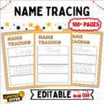 name tracing editable, personalized name tracing worksheets, editable name practice, handwriting practice sheets, custom name tracing, name tracing for preschoolers, editable handwriting worksheets, name writing practice, custom name templates, learn to write names, name tracing editable, custom handwriting sheets, personalized name practice, preschool name tracing, editable PDF worksheets, name writing learning resources, 100+ pages, custom names, handwriting skills, educational worksheets.