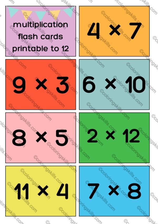 multiplication flash cards, math flash cards, printable multiplication cards, multiplication tables to 12, homeschool math resources, math tools for teachers, flash cards PDF download, multiplication games