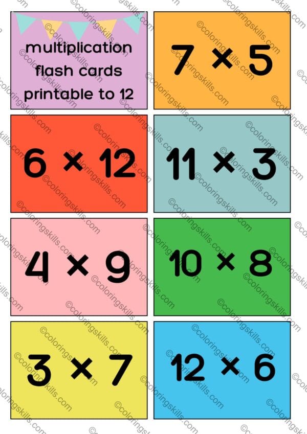 multiplication flash cards, math flash cards, printable multiplication cards, multiplication tables to 12, homeschool math resources, math tools for teachers, flash cards PDF download, multiplication games