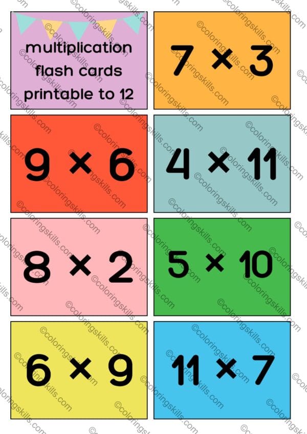 multiplication flash cards, math flash cards, printable multiplication cards, multiplication tables to 12, homeschool math resources, math tools for teachers, flash cards PDF download, multiplication games