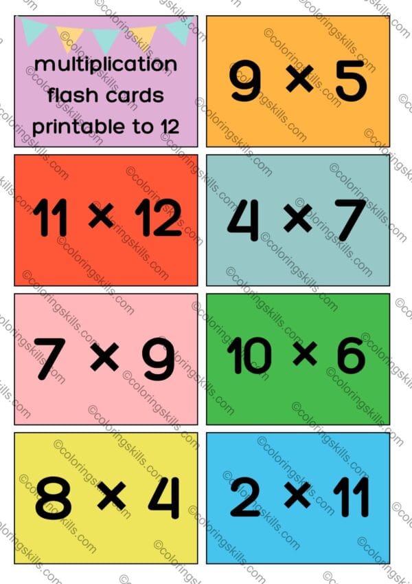 multiplication flash cards, math flash cards, printable multiplication cards, multiplication tables to 12, homeschool math resources, math tools for teachers, flash cards PDF download, multiplication games