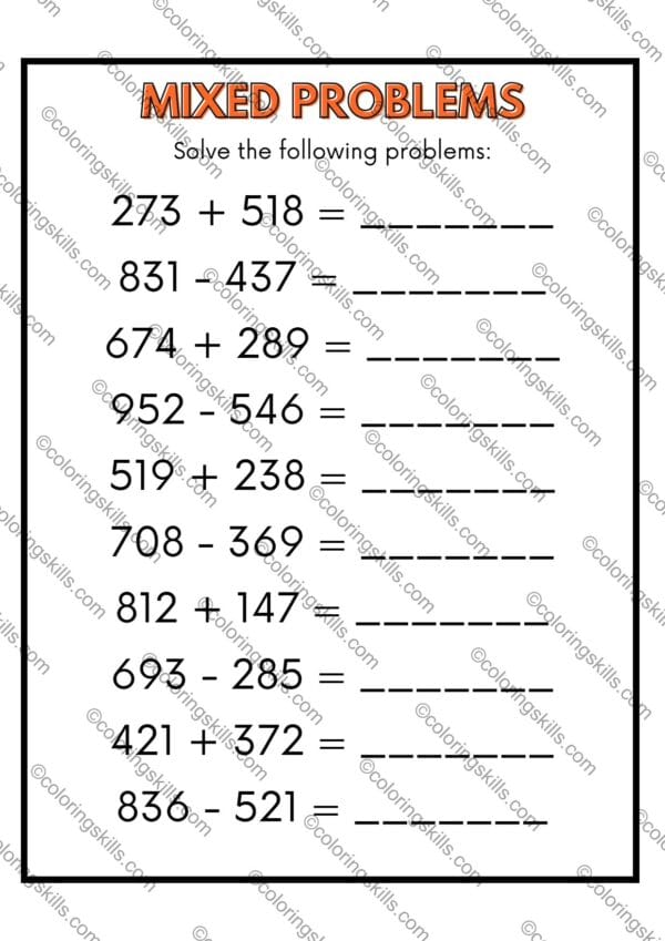 addition and subtraction within 1000, math activities for kids, homeschooling resources, classroom materials, math workbook, educational resources, math skills, place value, single-digit addition, two-digit addition, three-digit addition, word problems, practical applications, math practice, challenge exercises, addition, subtraction, math, activities, kids, homeschooling, classroom, workbook, educational, resources, skills, place value, single-digit, two-digit, three-digit, word problems, practical, practice, challenge