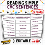 reading simple CVC sentences, early literacy, CVC words activities, 13-page reading bundle, beginner reading worksheets, phonics practice, CVC sentence worksheets, kids learning resources, educational PDF download, teaching early reading skills, CVC words, phonics, early reading, literacy skills, kids activities, beginner sentences, educational worksheets, teaching tools, printable resources, free CVC worksheets