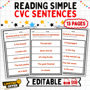 reading simple cvc sentences, cvc sentence workbook, kids reading activities, beginner reading workbook, educational workbook for kids, early literacy tools, fun learning for kids, cvc words workbook, homeschool resources, classroom materials, reading simple cvc sentences, kids learning, beginner reading, cvc workbook, literacy for children, classroom tools, homeschool activities, phonics fun, early reading exercises