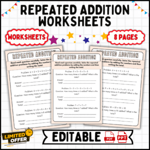 repeated addition worksheets, fun math worksheets, addition activities for kids, math practice, early learning math, free educational resources, hands-on learning worksheets, classroom math activities, homeschool math tools, interactive worksheets, math for beginners, printable math worksheets