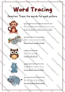 Animal sight word tracing worksheets,Animal word tracing for kids,Sight word tracing animals,Preschool sight words animals,Animal handwriting practice worksheets,Fine motor skills tracing,Animal tracing activities,Kindergarten animal word tracing,A4 size animal worksheets,Fun learning worksheets animals