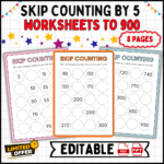 skip counting by 5 worksheets, skip counting worksheets, counting by 5s, math worksheets printable, educational worksheets, math practice for kids, skip counting activities, fun math resources, Skip counting, educational printables, homeschooling math, counting by 5s, multiplication preparation, fun math for kids