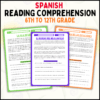 Spanish reading comprehension, Spanish reading passages, grades 6-12 Spanish reading, Spanish language learning, Spanish comprehension for high school, middle school Spanish reading, Spanish reading printable, Spanish vocabulary for teens, Spanish culture reading