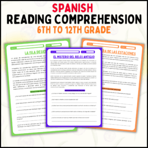 Spanish reading comprehension, Spanish reading passages, grades 6-12 Spanish reading, Spanish language learning, Spanish comprehension for high school, middle school Spanish reading, Spanish reading printable, Spanish vocabulary for teens, Spanish culture reading