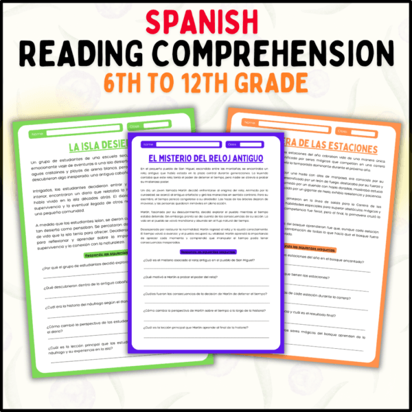 Spanish reading comprehension, Spanish reading passages, grades 6-12 Spanish reading, Spanish language learning, Spanish comprehension for high school, middle school Spanish reading, Spanish reading printable, Spanish vocabulary for teens, Spanish culture reading