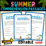 summer reading, reading comprehension, kids learning, summer activities, educational resources, printable PDF, early literacy, summer learning pack, K-3 resources, classroom materials, Summer Reading Comprehension Passages and Questions, summer reading practice, kids reading activities, reading comprehension for kids, fun reading for summer, literacy resources, summer learning for kids, engaging reading passages