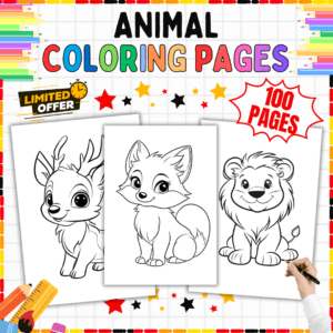 100 Animals Bundle Coloring Pages, animal coloring pages for kids, fun activities for PreK-5th, educational coloring pages, animal-themed coloring sheets, printable coloring pages for kids, A4 animal coloring book, PDF coloring pages for children, creative activities for kids, animal habitat coloring pages