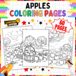 Apples Coloring Pages for Kids, Back-to-School Apple Activities, Fall Coloring Pages for PreK-3rd, Educational Apple Themed Coloring Sheets