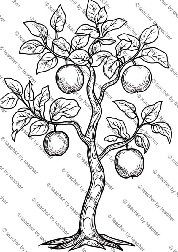 Apple Coloring Pages, Fall Coloring Pages for Kids, Educational Coloring Sheets, Coloring Books for Children