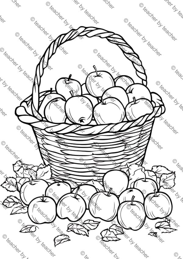 Apple Coloring Pages, Fall Coloring Pages for Kids, Educational Coloring Sheets, Coloring Books for Children