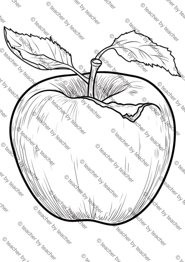 Apple Coloring Pages, Fall Coloring Pages for Kids, Educational Coloring Sheets, Coloring Books for Children