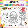 Apple Coloring Pages, Fall Coloring Pages for Kids, Educational Coloring Sheets, Coloring Books for Children