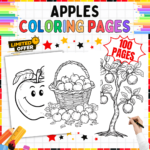 Apple Coloring Pages, Fall Coloring Pages for Kids, Educational Coloring Sheets, Coloring Books for Children