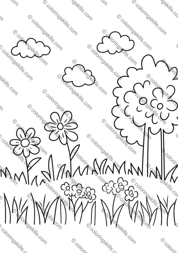 April coloring pages, springtime flowers coloring, kids spring activities, printable flower coloring pages, April printables for kids, nature-themed coloring sheets, spring worksheets for preschool, fun April crafts for kids, spring-themed art activities, digital coloring pages for kids