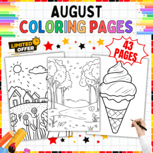 August Coloring Pages, Summer & Back to School Coloring Sheets, Printable Coloring Pages for Kids, Fun Educational Coloring Printables, PDF Coloring Pages for August, A4 Printable Coloring Book, Seasonal Coloring Activities, 80-Page Coloring Pack, Back to School Art Printables, Summer Holiday Coloring Fun