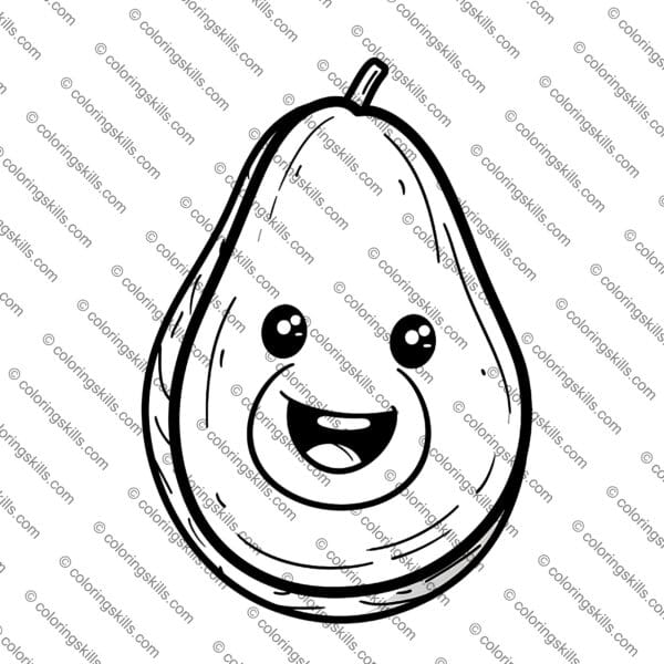 Avocado Coloring Pages, Cute Kawaii Avocado, Fun Fruit Activity for Kids, Avocado Coloring Sheets, Printable Avocado Coloring Pages, Kawaii Food Coloring Pages, Healthy Food Coloring Activity, Preschool Fruit Coloring Pages, Avocado Art Printables, Digital Coloring Pages for Kids