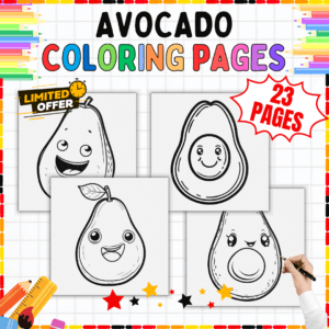 Avocado Coloring Pages, Cute Kawaii Avocado, Fun Fruit Activity for Kids, Avocado Coloring Sheets, Printable Avocado Coloring Pages, Kawaii Food Coloring Pages, Healthy Food Coloring Activity, Preschool Fruit Coloring Pages, Avocado Art Printables, Digital Coloring Pages for Kids