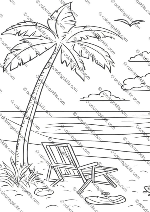 Beach coloring pages, summer coloring sheets for kids, ocean-themed coloring book, printable beach coloring pages, seaside activity sheets, fun summer printables, kids' beach coloring activities, marine life coloring pages, coastal scene coloring sheets, beach vacation coloring printables