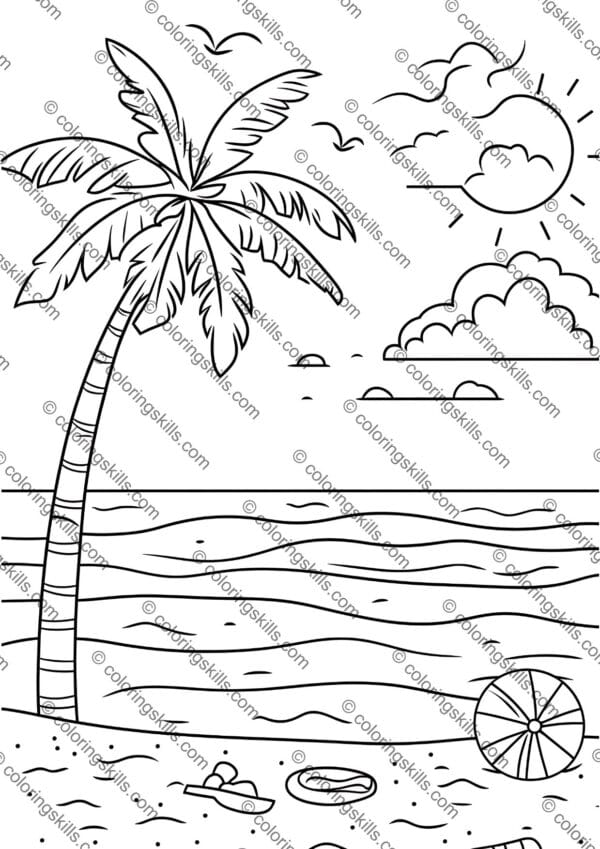 Beach Coloring Pages, Ocean Coloring Pages, Seashell Coloring Sheets, Summer Activity Printables, Beach Scene Coloring, Printable Beach Coloring Pages, Relaxing Ocean Coloring, Coastal Theme Coloring Pages, Marine Life Coloring Sheets, Kids Beach Coloring Pages, Adult Beach Coloring Pages, Summer Fun Coloring, Beach Holiday Activity, Digital Coloring Pages, Seaside Coloring Book