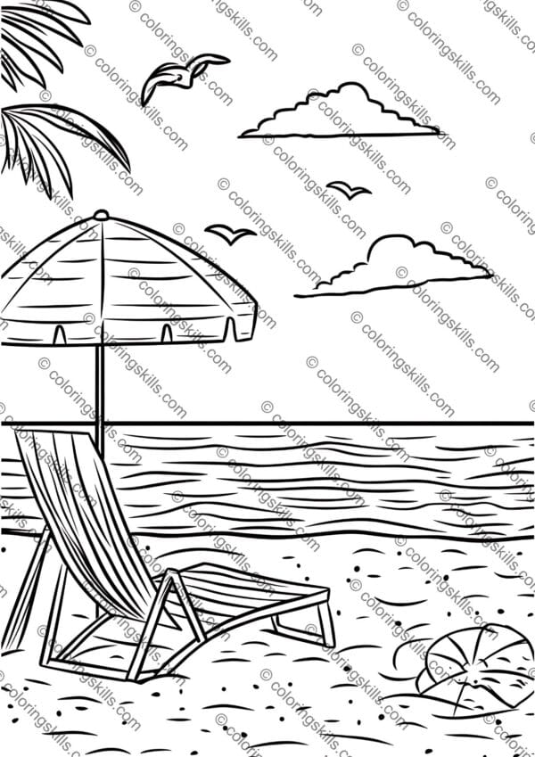 Beach Coloring Pages, Ocean Coloring Pages, Seashell Coloring Sheets, Summer Activity Printables, Beach Scene Coloring, Printable Beach Coloring Pages, Relaxing Ocean Coloring, Coastal Theme Coloring Pages, Marine Life Coloring Sheets, Kids Beach Coloring Pages, Adult Beach Coloring Pages, Summer Fun Coloring, Beach Holiday Activity, Digital Coloring Pages, Seaside Coloring Book